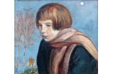 Wlastimil Hofman, 1881 Praga - 1970 Szklarska Poręba, Dziecko - 1923 r. olej, płótno naklejone na płytę, 33,5 × 37 cm sygn. i dat. l. g.: Wlastimil Hofman 1923  (SDA - 5/2020 r.) w. 14.000 / s. 19.000   .......  „Willa przy ulicy Spadzistej 16 przypomina w ciągu dnia przedszkole. Pełna jest dzieci w różnym wieku i różnych zabawek. W ogrodzie np. czynna jest piaskownica, huśtawki, drabinki. Malarz nie ma w tym czasie dorosłych modeli tylko dzieci” (Bogusław Czajkowski, Portret z pamięci, Wrocław 1971 r., s. 134.). Życie codzienne w domu Hofmanów opisał Sztaudynger w „Tęczy”: „Czy zastaliśmy państwo w domu? Tak, państwo są w domu, proszę do ogrodu [...]. Nim dobiliśmy do pana Wlastimila, którego olśniewająco biała i prześlicznie wyprasowana koszula oraz olbrzymi kapelusz z daleka widać, uderza nas osobliwa tyraljerka. W piasku środkowego tarasu kwitną w grupach po dwie, trzy osóbki różnorako ubrane dziewczęta i chłopaki. Płowowłose i modrookie, czarnowłose i piwnookie, czyste, a częściej umorusane bractwo, w miłej towarzyskiej pogwarce ledwie okiem rzuciwszy na przybysza, a już powraca do babek z piasku. [...] Oto dzieci z najbliższego sąsiedztwa Hofmana, dzieci tak zwanych „elementów” podmiejskich. Mordy częstokroć odrapane, włosy jak badyle, ale jeszcze z owym czarodziejskim puszkiem młodości. Całe hordy dzieciaków siedzą w piasku, bawią się w krokieta [….]. Jeden dzieciak pozuje, reszta się bawi. [...]. Stajemy na najmniejszym tarasie. Hofman robi kilka kroków, przekłada pendzel do lewej ręki i wita nas uprzejmie. Model i obraz zdają się niecierpliwić. Pan Wlast odprawia chłopca: „Idź się pobawić chwilkę, zaraz cię zawołam, pozowałeś mi już dziesięć minut”. (B.Danielska, „W Szklarskiej Porębie, wszystkie drogi prowadzą do Wlastimilówki”, Szklarska Poręba 2017, s. 105.)  * Do obiektu zostanie doliczona opłata wynikającą z tzw. droit de suite, tj. prawa twórcy i jego spadkobierców do otrzymywania wynagrodzenia z tytułu dokonanych zawodowo odsprzedaży oryginalnych egzemplarzy dzieł. Opłata będzie obliczana gdy równowartość kwoty wylicytowanej przekroczy 1000 zł. Do 500 000 zł wynosi 5% od kwoty wylicytowanej, a powyżej 500 000 wynosi 3% od kwoty wylicytowanej. W Polsce droit de suite reguluje art. 19-195 ustawy o prawach autorskich i pokrewnych z dnia 4 lutego 1994 r. z późniejszymi zmianami, zgodnie z obowiązującą w Unii Europejskiej dyrektywą 2001/84/WE Parlamentu Europejskiego i Rady z dnia 27 września 2001 r. w sprawie prawa autora do wynagrodzenia z tytułu odsprzedaży oryginalnego egzemplarza dzieła sztuki.