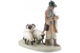 Pasterz z owieczkami, Miśnia, lata 1924 - 1934 Projekt z 1908 r. - Otto Pilz (1876 - 1934)  porcelana, farby podszkliwne w gamie segerowskiej, wys. 33 cm, podst. 39,5 x 15cm  (SDA - 6/2020 r.) w. 7.000 PLN / nie sprzedany !